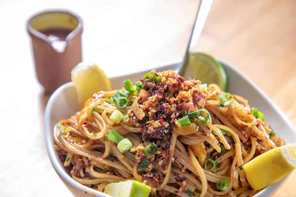 Crispy Sesame Garlic Chili Oil Noodles